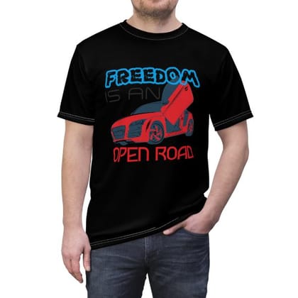 Freedom Design Premium Cotton T-Shirts with Bold Graphic DTF Prints-M (Black)