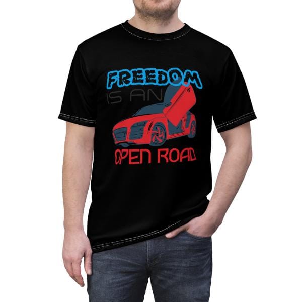 Freedom Design Premium Cotton T-Shirts with Bold Graphic DTF Prints-M (Black)
