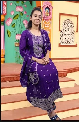 PickCell Women Premium Handwork Embrodiary Kurti with Payjama, Dupatta & Purse