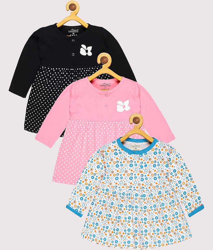 Babeezworld Pack of 3 Baby Girls Cotton Frock ( Multi )