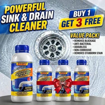 Powerful Drain and Sink Cleaner Value Pack (Buy 1 Get 3 Free) | Deep Cleaning & Anti-Bacterial | Household Maintenance Powerful Drain and Sink Cleaner Value Pack (Buy 1 Get 3 Free) | Deep Cleaning & Anti-Bacterial | Household Maintenance