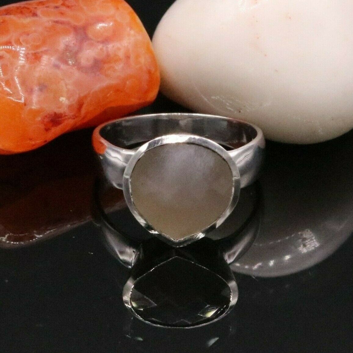 925 sterling silver aqua  chalcedony stone gifting unisex jadau ring band sr136