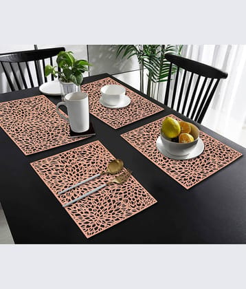 PVC Floral Rectangle Table Mats ( 45 cm x 30 cm ) Pack of 4 - Brown