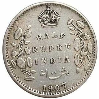 Half Rupees 1907 - Edward Vii , Rare India Old - Collectible - Gift Item