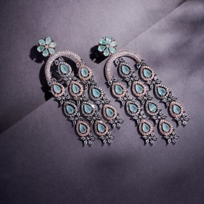 Blush Glow Dangler Earrings-Mint Green / Two Tone - Rose Silver / Free Size