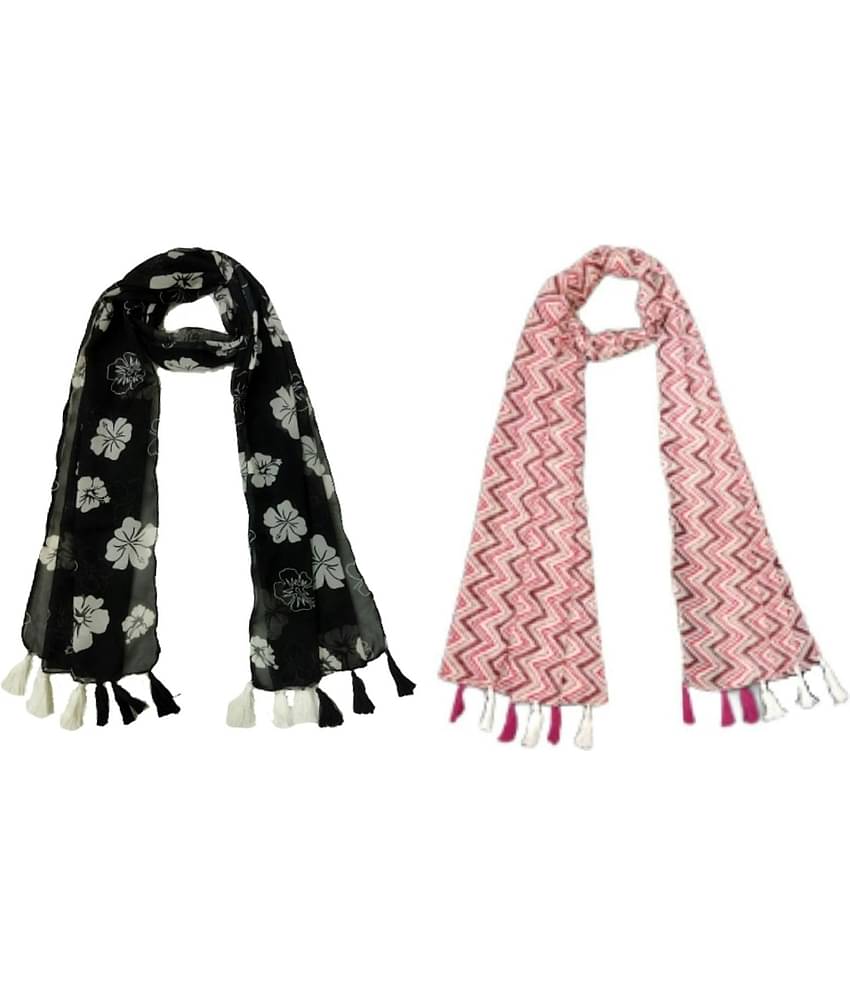 stolevilla Multi Printed Poly Cotton Yarn Stoles ( Pack of 2 )