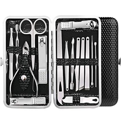URBANMAC Manicure Pedicure 16 Tools Set Nail Clippers Stainless Steel Professional Nail Scissors Grooming Kits, Nail Tools with Leather Case URBANMAC Manicure Pedicure 16 Tools Set Nail Clippers Stainless Steel Professional Nail Scissors Grooming Kits, N