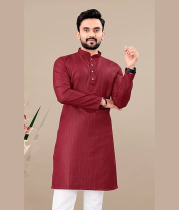 YUG ART Maroon Cotton Blend Men's Regular Kurta ( Pack of 1 )