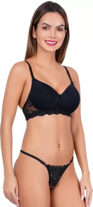 Gracewell Black Lingeries Set Bra & Panty  Black 32B