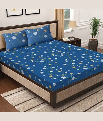 Leben Tree Cotton 1 Double King Bedsheet with 2 Pillow Covers ( White )