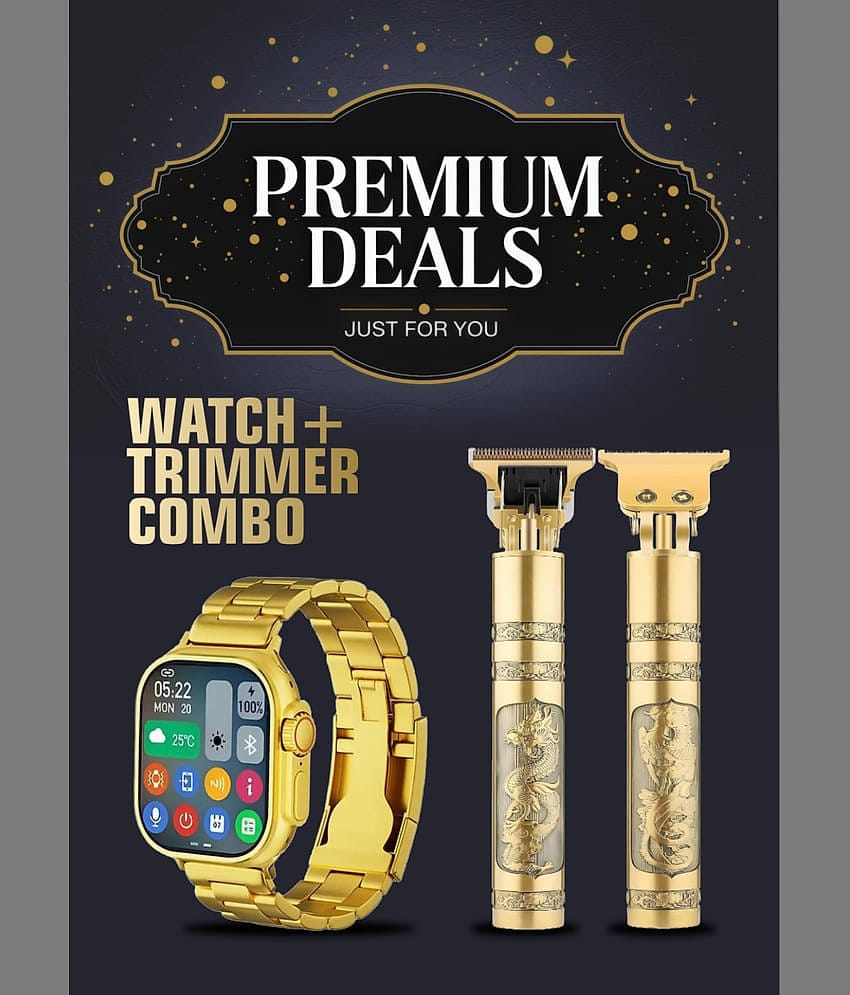 HEDU AMOLED BT Calling Smart Watch with Strap Upto 1-2 days Backup ( Gold ) With Hair Trimmer