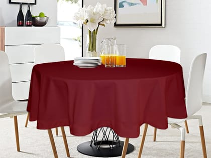 Lushomes Table Cloth, Cotton table cloth, round table cover, Maroon table sheet, used for Study, Dastarkhan, Tea, Cyclinder Cover, teapoy (Size 40 Inch Round, 2 Seater Round/Oval Dining Table Cloth)