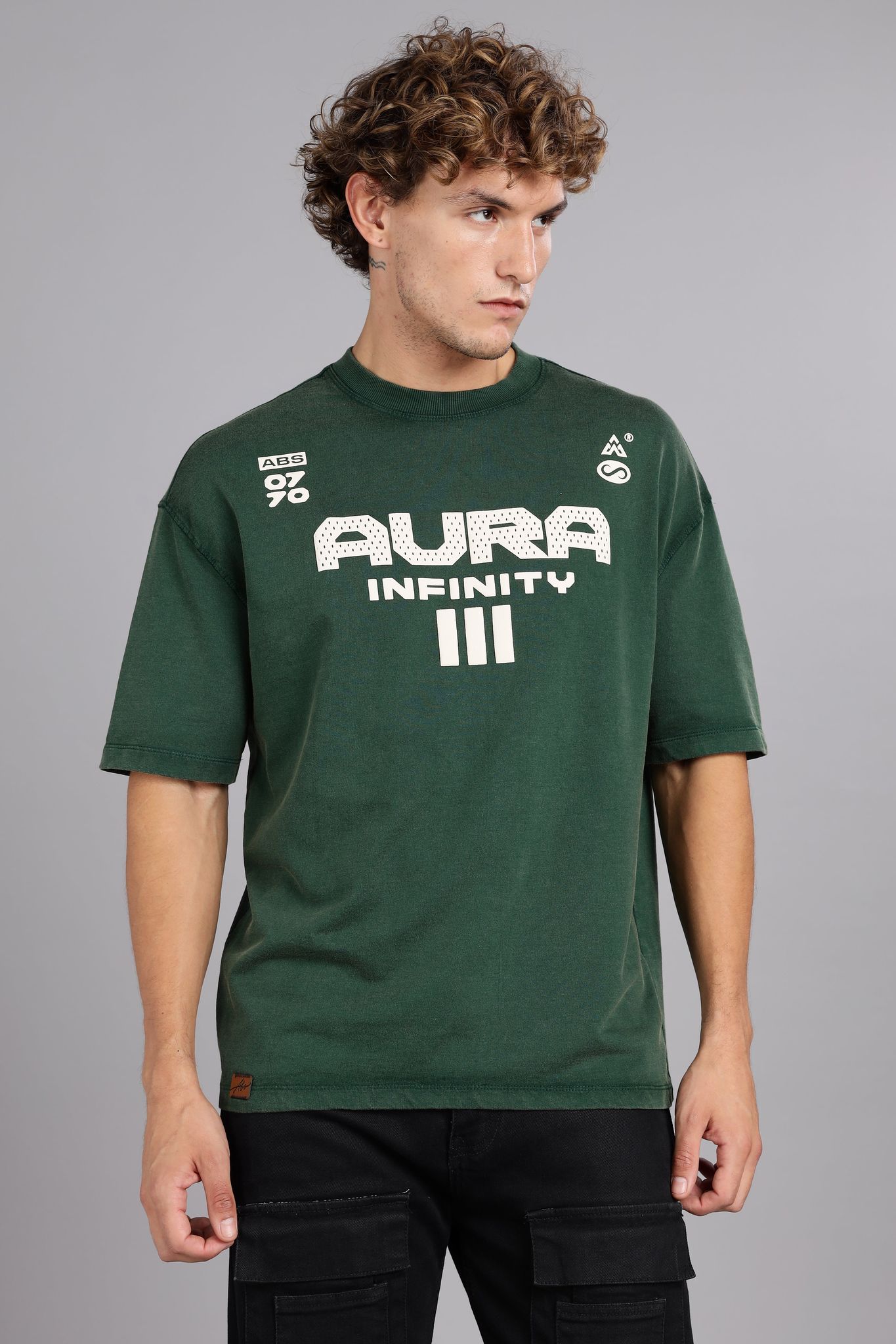 AURA ∞ | Vintage washed Round Neck Oversized T-Shirt-S