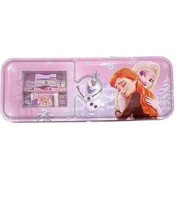 Rangwell Metal Pencil Box for Kids with Stationary Organizer Box for School Accessories Pencil Sharpner Eraser Ruler (Frozen)