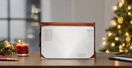 Sukeshcraft Desktop Table Planner Calendar Size 22 x 15 Inch. January 2025 to December 2025 (Tan)