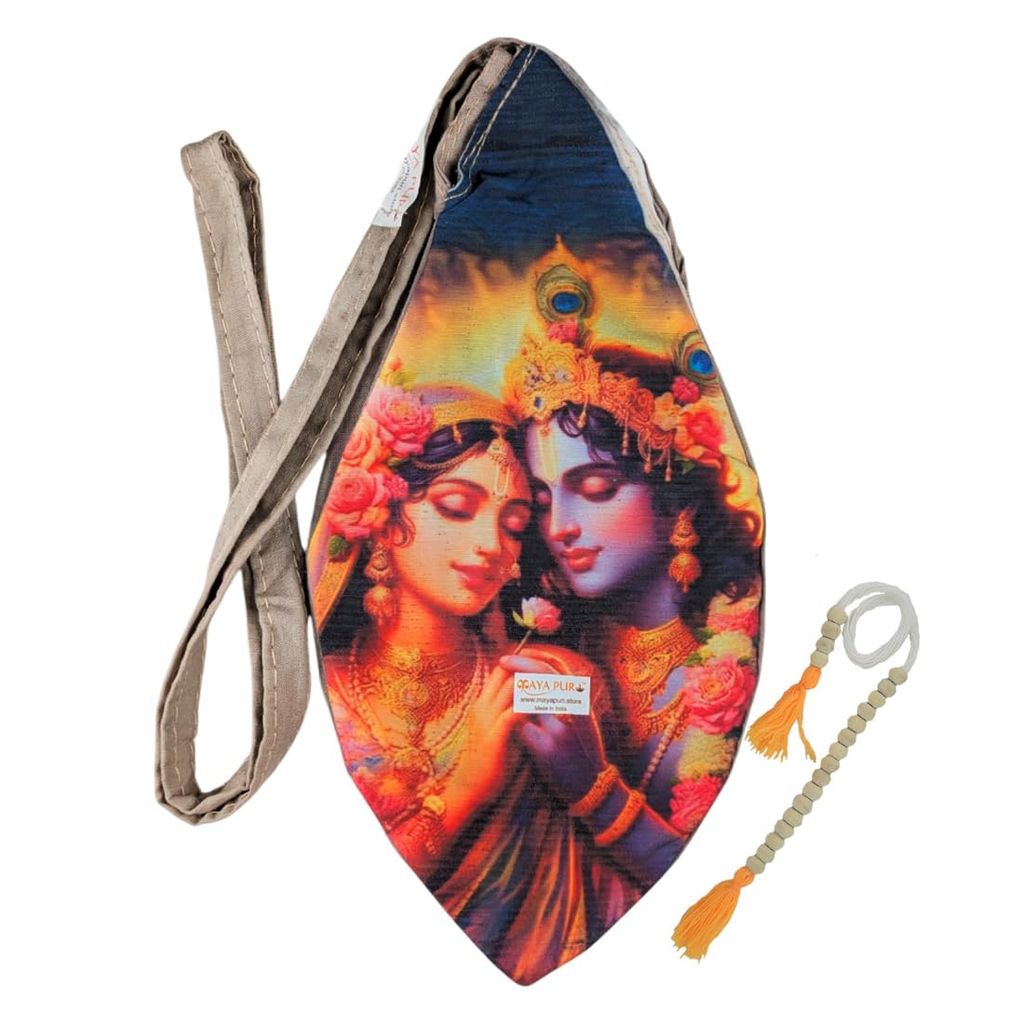 MAYAPURI Multicolor Pure Cottom Radha Krishna Printed Japa Mala Bag, Chanting Or Beads Bag with Zip Pocket and Sakshi Mala Counter (Pack of 1) - Pooja Needs | Buy online on ZillyBuy