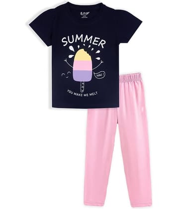 J&JP Pack of 1 Girls Cotton Blend Top With Pants ( Multicolor )