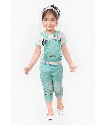 4 YOU Girls Denim Dungarees ( Pack of 1 , Green )
