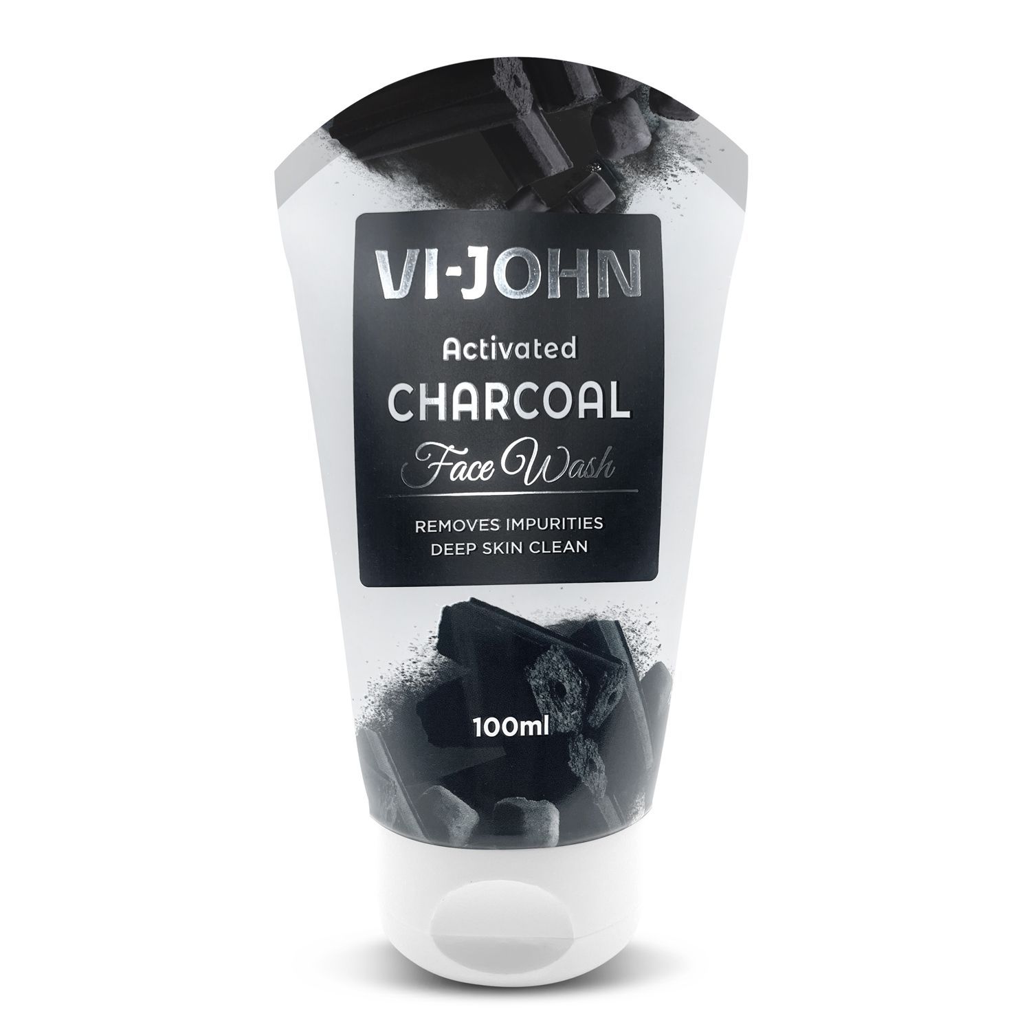 VI-JOHN Charcoal Face Wash – Deep Cleansing | Oil Control | Detox & Refresh 100ml