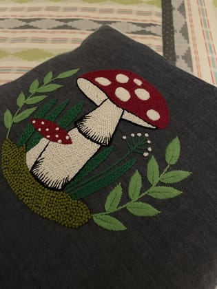 KRI India Tots Mushroom Hand embroidered Cushion Covers | Denim Navy blue with colourful embroidery |16x16 inches| Wash & Care | 100% Cotton | Handcrafted in India. 100% organic & natural. KRI India Tots Mushroom Hand embroidered Cushion Covers | Denim Navy blue with colourful embroidery |16x16 inches| Wash & Care | 100% Cotton | Handcrafted in India. 100% organic & natural.