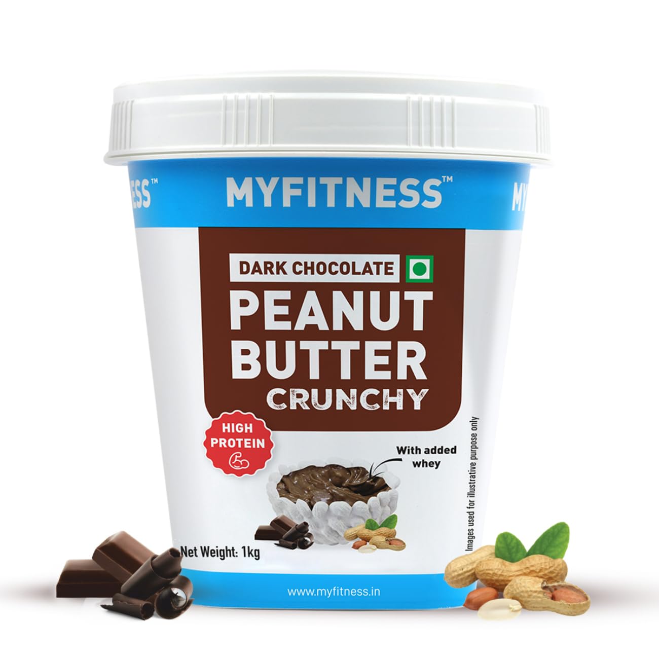 Myfitness Dark Chocolate Peanut Butter With Added Whey - Crunchy, 1 kg