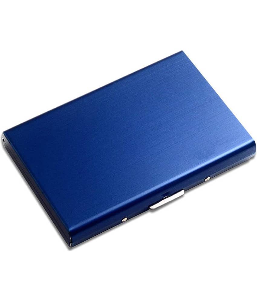 STYLE SHOES 6 Slots Steel RFID Blocking Metal Credit Card Holder Wallet for Men & Boys (9.5cm x 6.7cm x 1.5cm ,Blue)