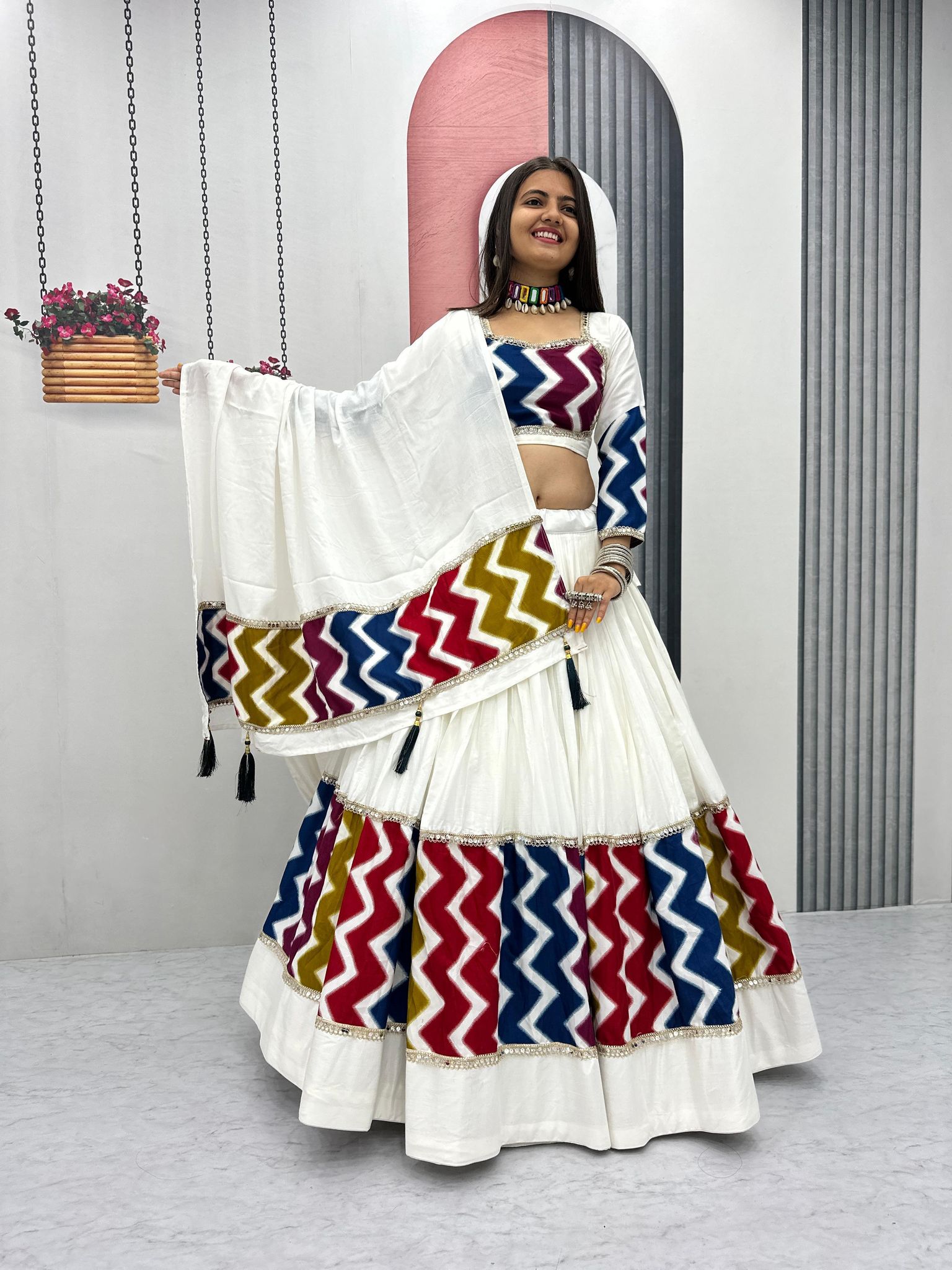 Launching Navratri Special Pure Cotton Lehenga CholiBig Flair 6 meter.