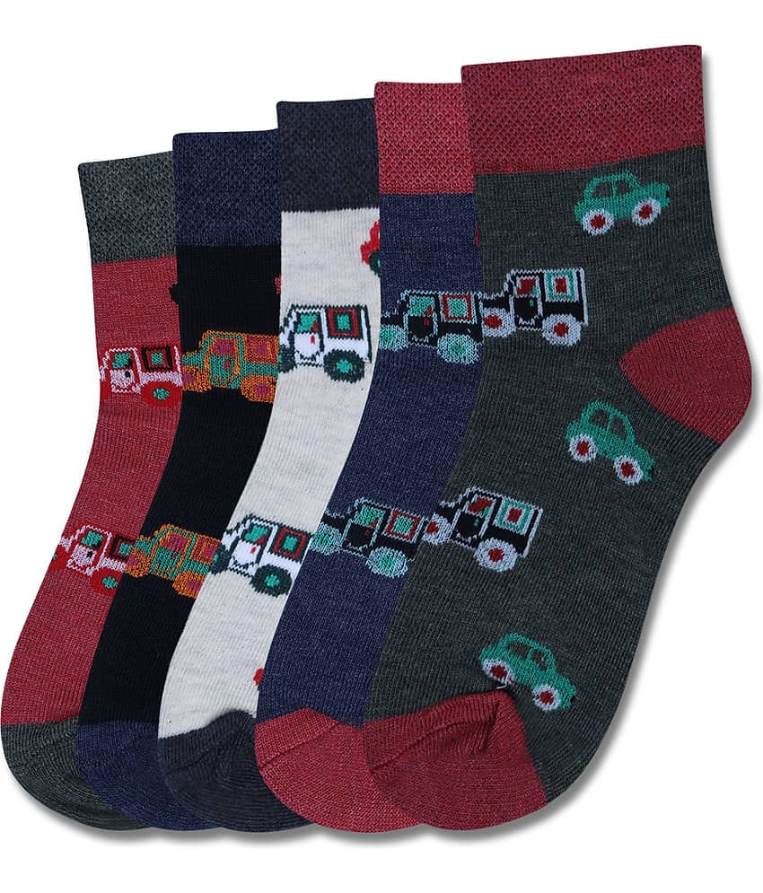 Dollar Multicolor Cotton Blend Boy's Ankle Length Socks ( Pack of 5 )