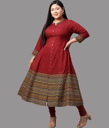Yash Gallery - Maroon Rayon Women's Flared Kurti ( Pack of 1 )
