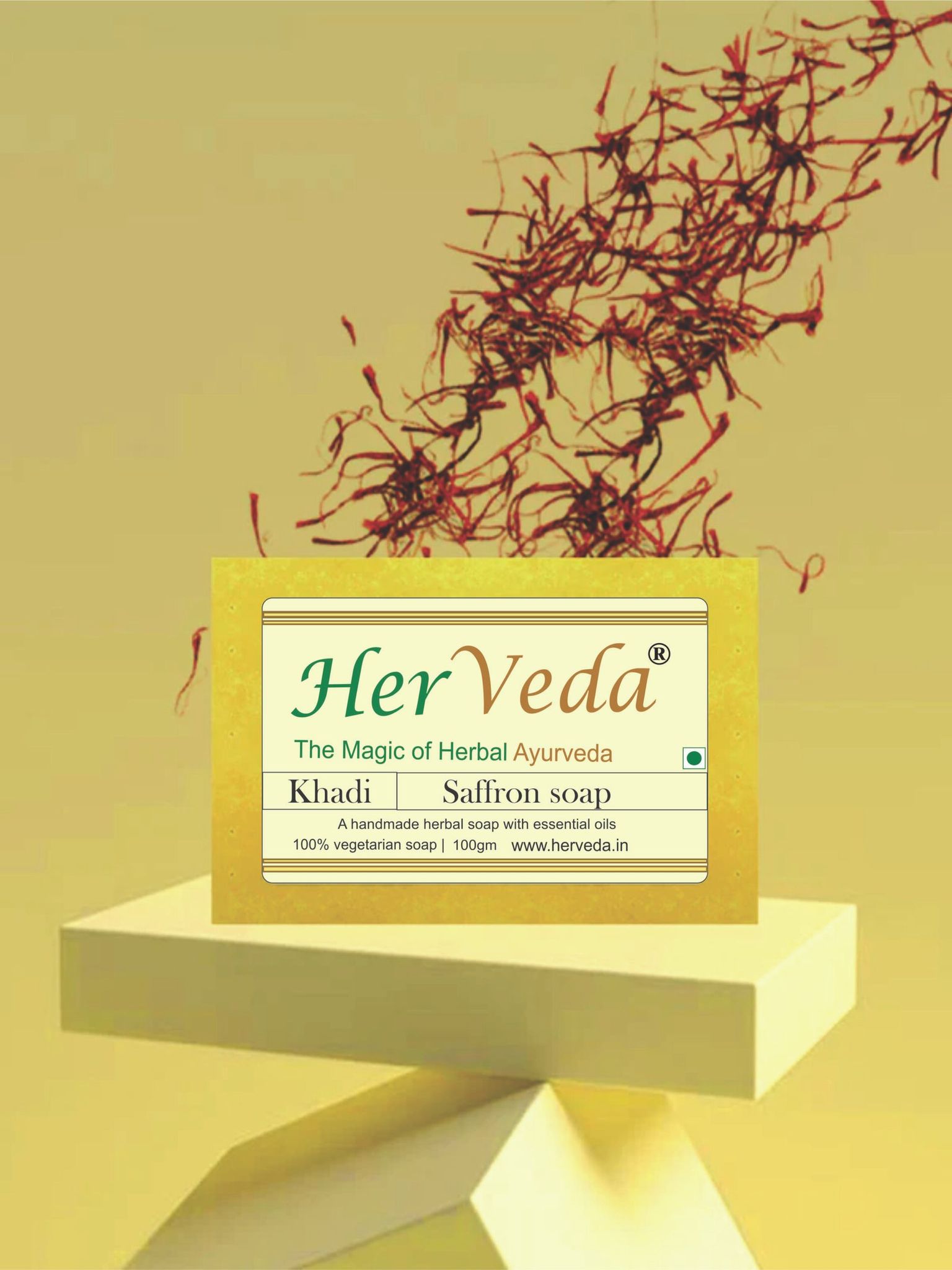 HerVeda Saffron handmade Soap | Pack of 2