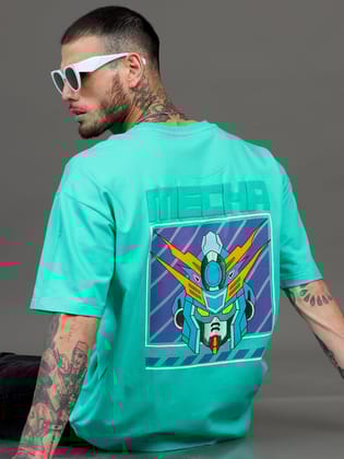 Men MECHA Printed Oversized T-Shirt-M / Mint