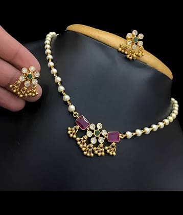 Padmavati Bangles Gold Alloy Necklace Set ( Pack of 1 )