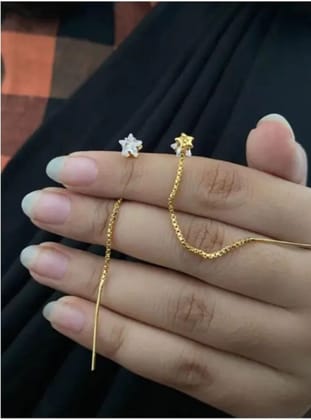 Beautiful, Fancy Earring (Sui Dhaga Star White) Indian Fancy Casual Daily Use