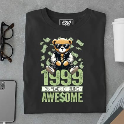 Teddy 1999, 26 Years of Being Awesome Premium Birthday T-Shirt-Black / S
