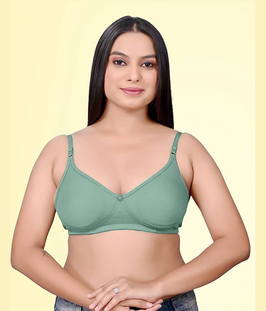 HAYA Cotton Non Padded Women's Push Up Bra ( Green ) Pushup_Nonpadded_Bra