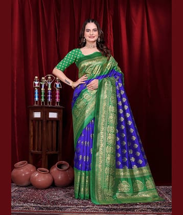 Kanooda Prints Silk Blend Woven Mysore Silk Sarees With Unstitched Blouse Piece ( Yellow )