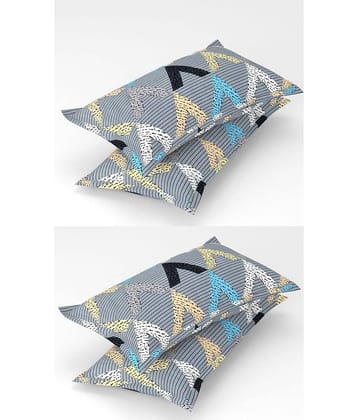 Homefab India - Pack of 4 Microfiber Geometric Printed Standard Size Pillow Cover ( 66.04 cm(26) x 43.18 cm(17) ) - Grey