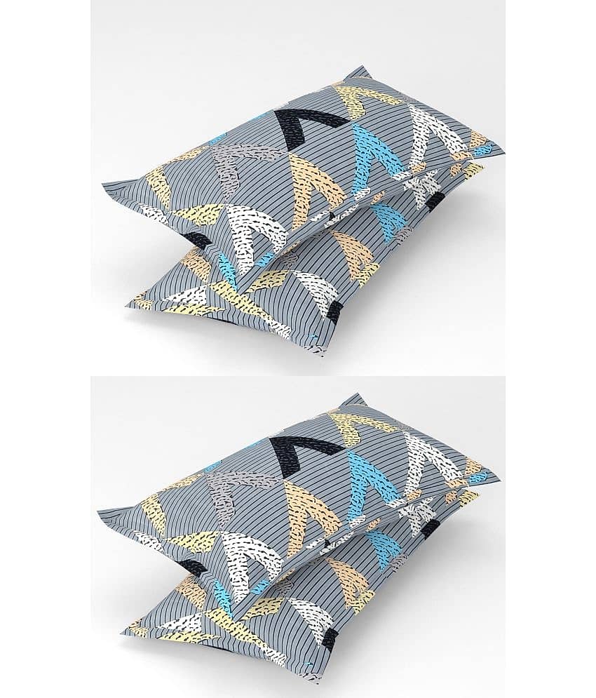 Homefab India - Pack of 4 Microfiber Geometric Printed Standard Size Pillow Cover ( 66.04 cm(26) x 43.18 cm(17) ) - Grey