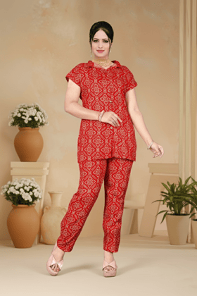 PickCell Delta Fabric Chundai Coord Set for Women | Red