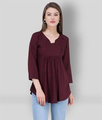 SAAKAA Women's Rayon A-Line Top ( Maroon )