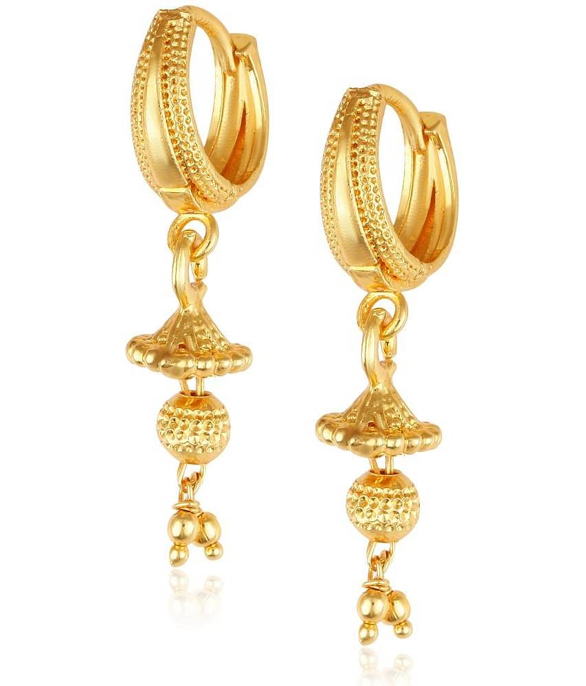 Vighnaharta Filigree work Gold Plated alloy Hoop Earring Clip on fancy drop Bali Earring for Women and Girls [VFJ1481ERG]