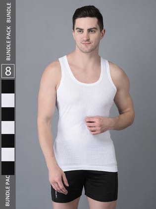 Men's Pack of 8 Solid Combed Cotton Vest