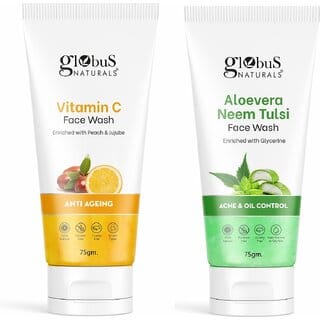GLOBUS NATURALS Brightening  Hydrate Skin Vitamin C  Aloevera Face Wash 150gm, Set of 2