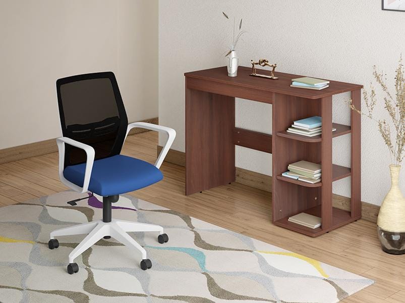 Vurv-Ewa Study Table with Chair (Blue and Brown) - 1-Year Warranty, Adjustable Height