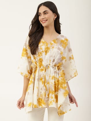 Shaded Yellow White Kaftan Top-XS / Yellow