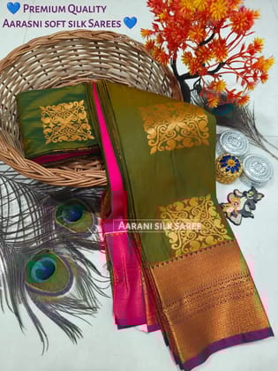 Elegant Arani Soft Silk Saree in Gold and Pink
