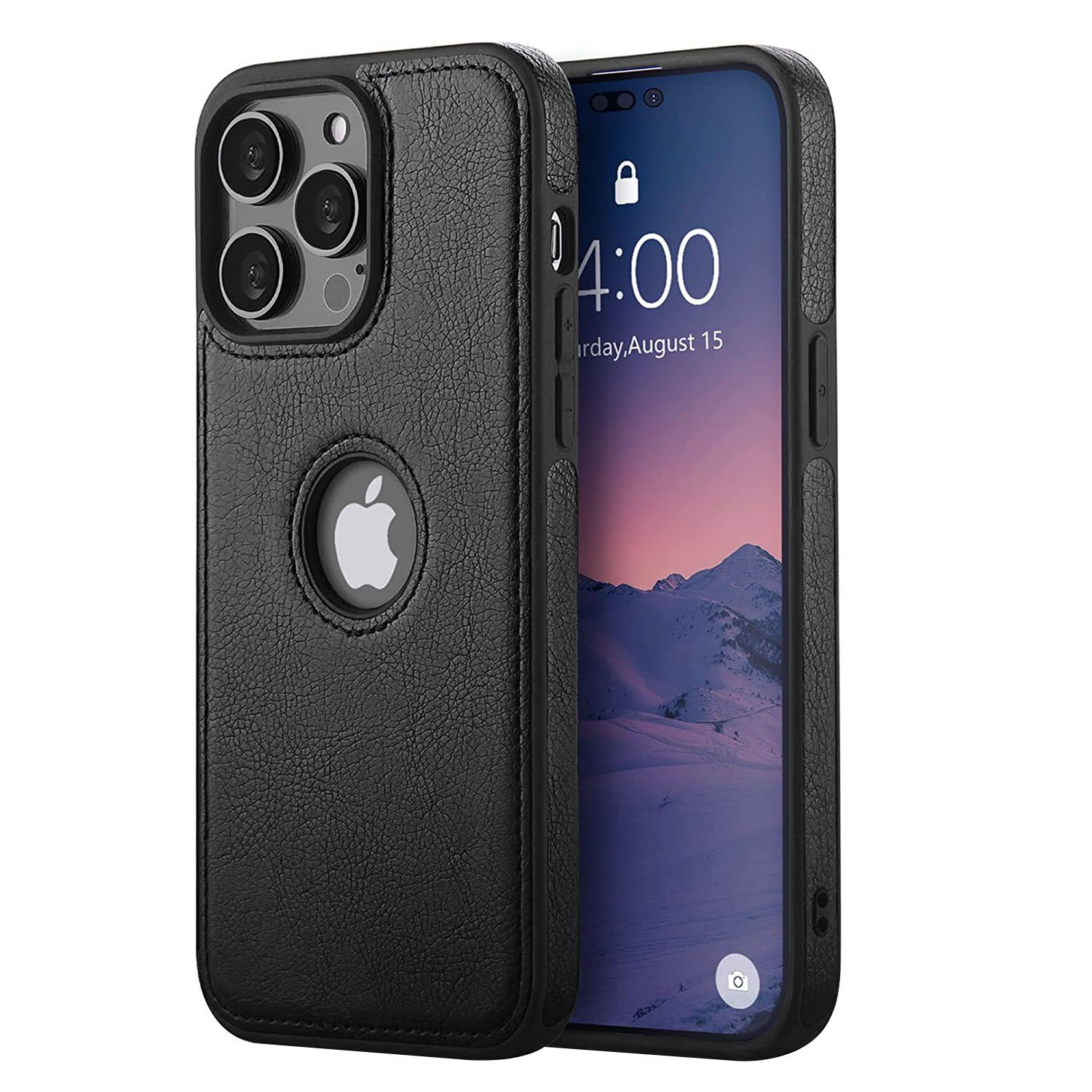 LIRAMARK PU Leather Flexible Back Cover Case Designed for iPhone 14 Pro Max (6.7 inch)