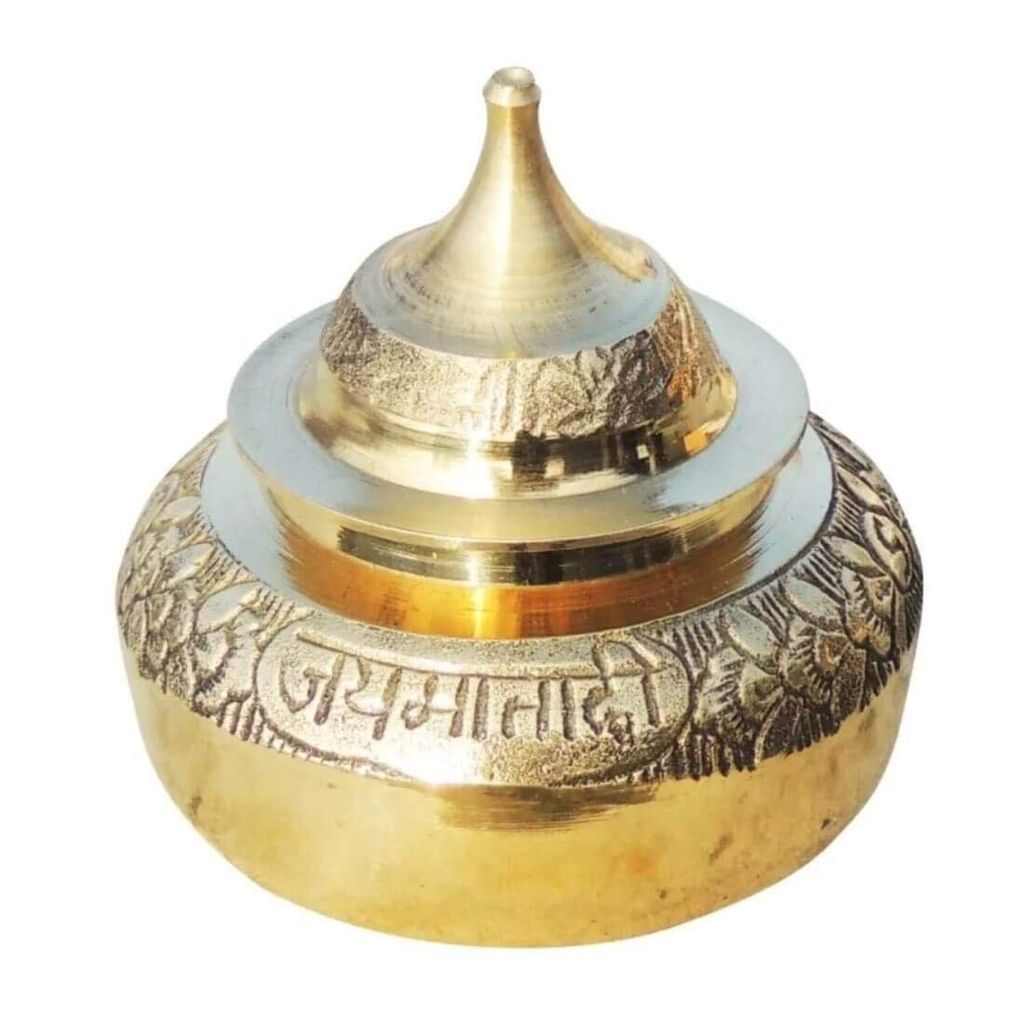MAYAPURI Handmade Pital Sindoor Dani or Kumkum Dibbi/Golden Sindur Box/Pill box/Sindoora Round Shape (4.2X4.2X4.8 cm) Made of Pure Brass (Pack of 1) - Pooja Needs | Buy online on ZillyBuy