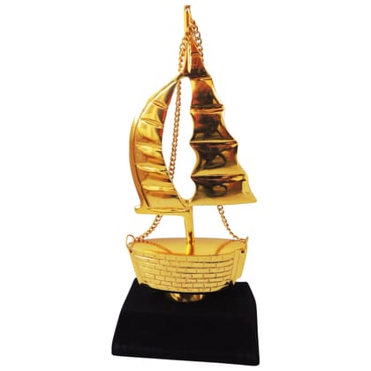 Decorative Ship Showpiece With Wooden Base | Nautical Home Decor, Height : 10 Inch (ZMAS458 A)