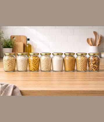 AFAST Food Storage Jar Glass Transparent Food Container ( Set Of 8 )